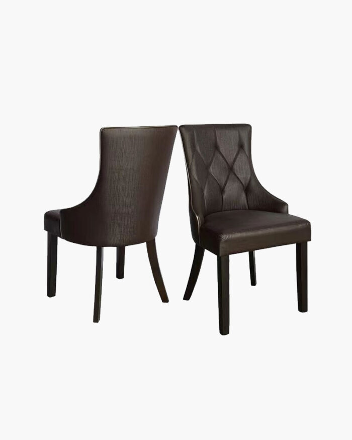Black tufted leather dining chair
