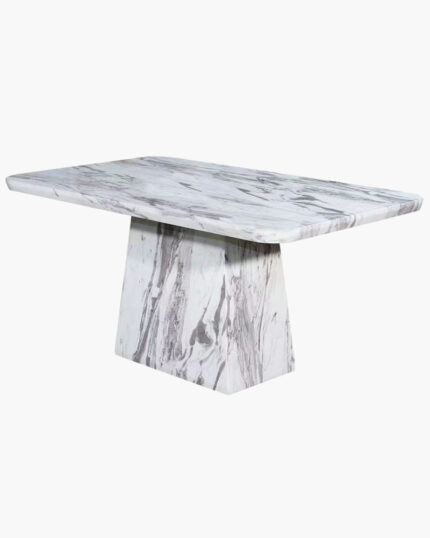 White and grey marble dining table with one leg