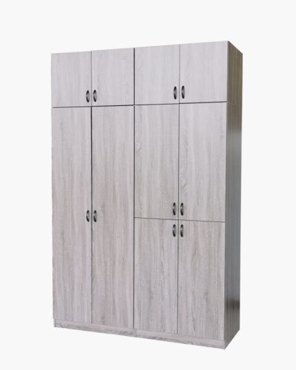 Minimalist ten doors white washed wooden wardrobe