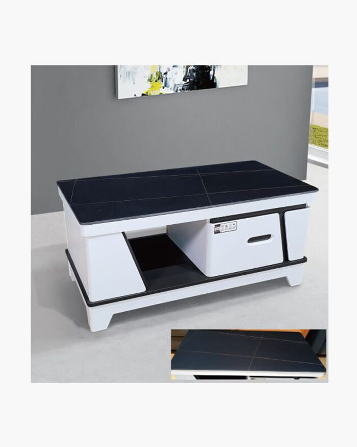 Black and white coffee table with drawer