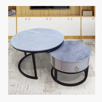 Grey marble top coffee table with drawer