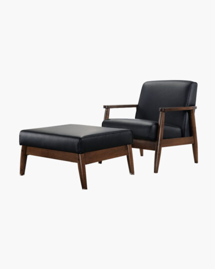 Black and brown arm chair and stool