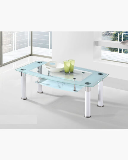 modern tempered glass coffee table with bottom storage space
