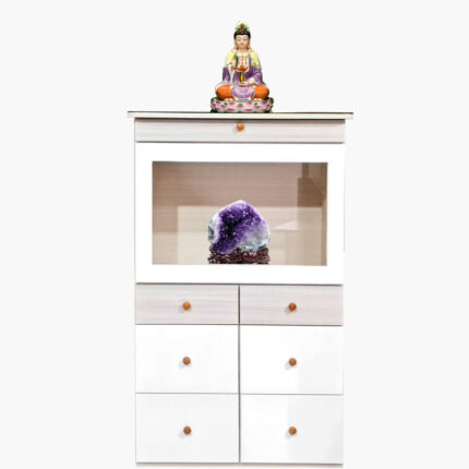 chest of drawers with 1 pull-on top drawer and glass display