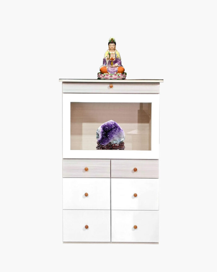 chest of drawers with 1 pull-on top drawer and glass display