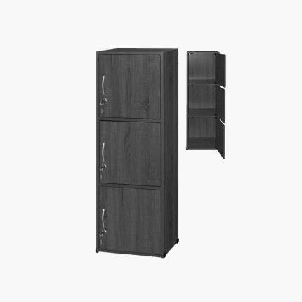 3 layers charcoal grey storage cabinet locker