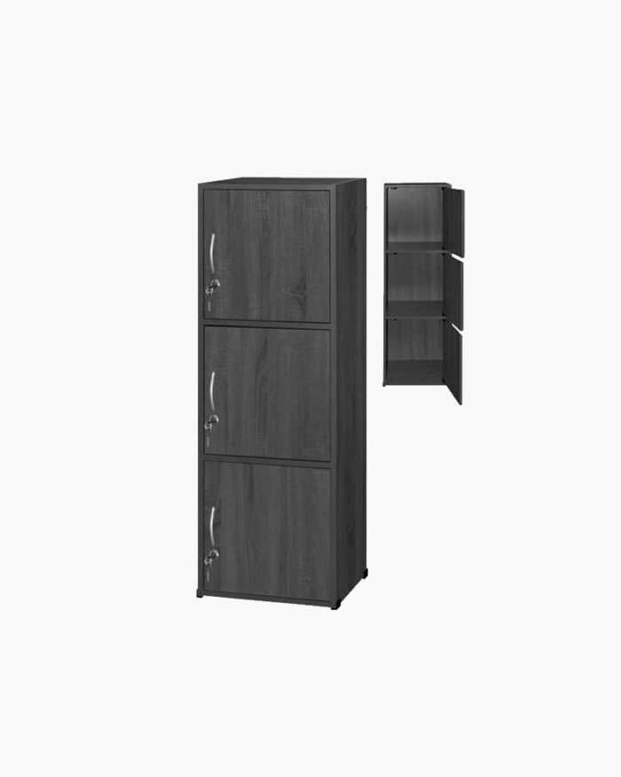 3 layers charcoal grey storage cabinet locker