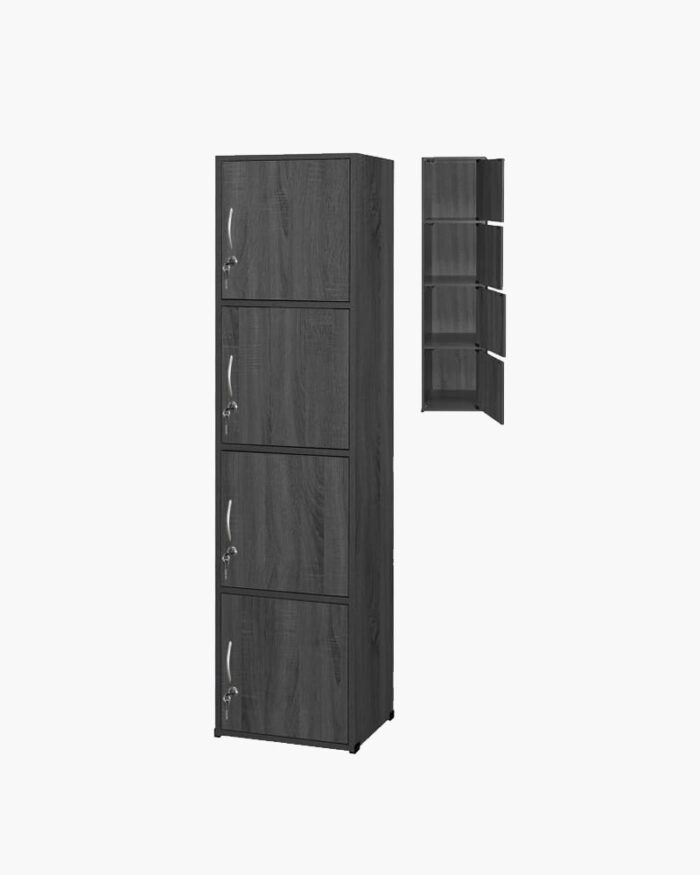 4 layers charcoal grey storage cabinet locker