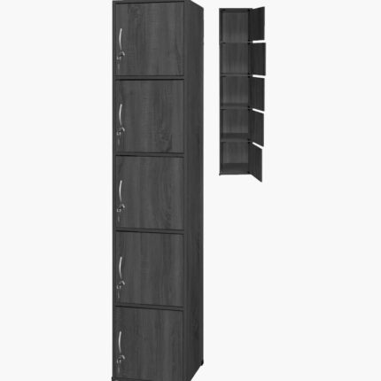 5 layers charcoal grey storage cabinet locker