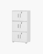 simple, solid white chest of drawers with locks