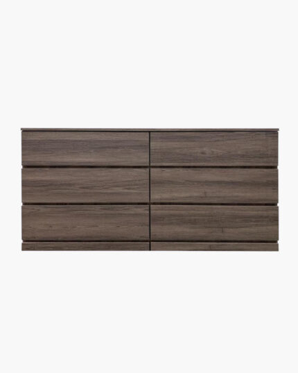 minimalist chest of drawers made from dark grey wood