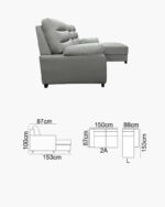 A grey modular sofa