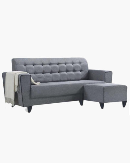 Grey fabric sofa with ottoman