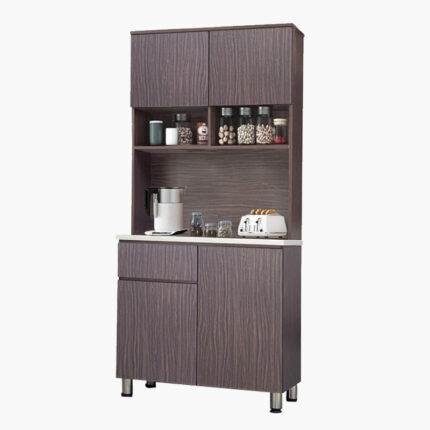 Brown kitchen cabinet with top