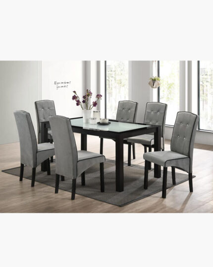 Glass top dining set with 6 chairs