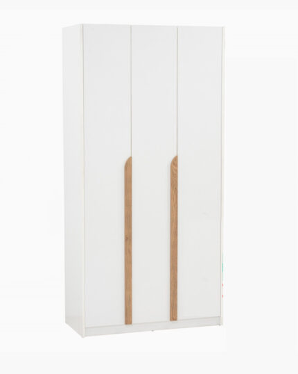 3-door side-by-side white wardrobe closet
