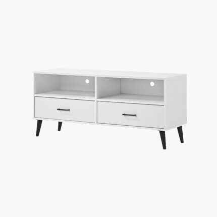 white console cabinet with two drawers